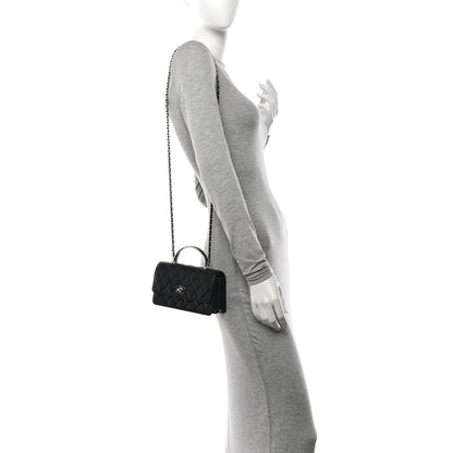 Chanel Lambskin Quilted Metal Top Handle Crossbody Flap Black 2 of 11