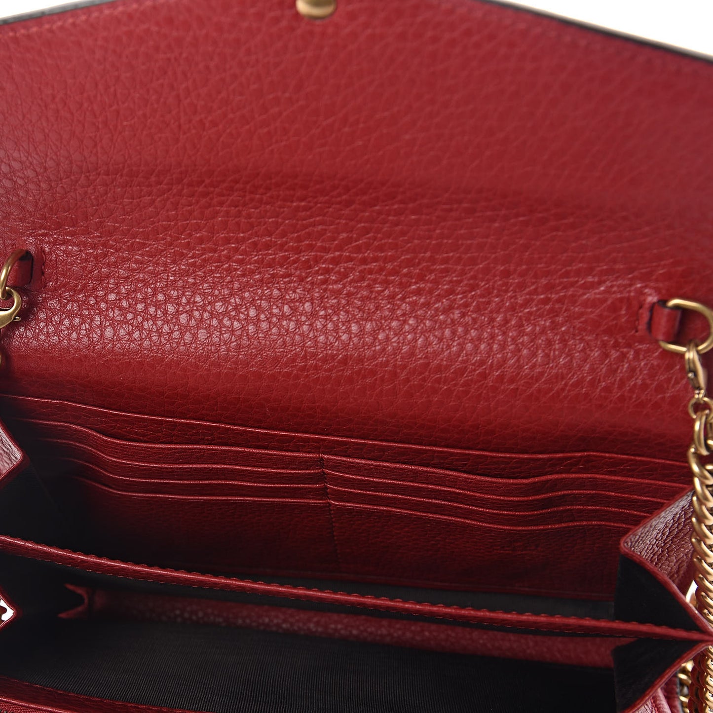 Calfskin GG Marmont Chain Wallet Vulcanic Red