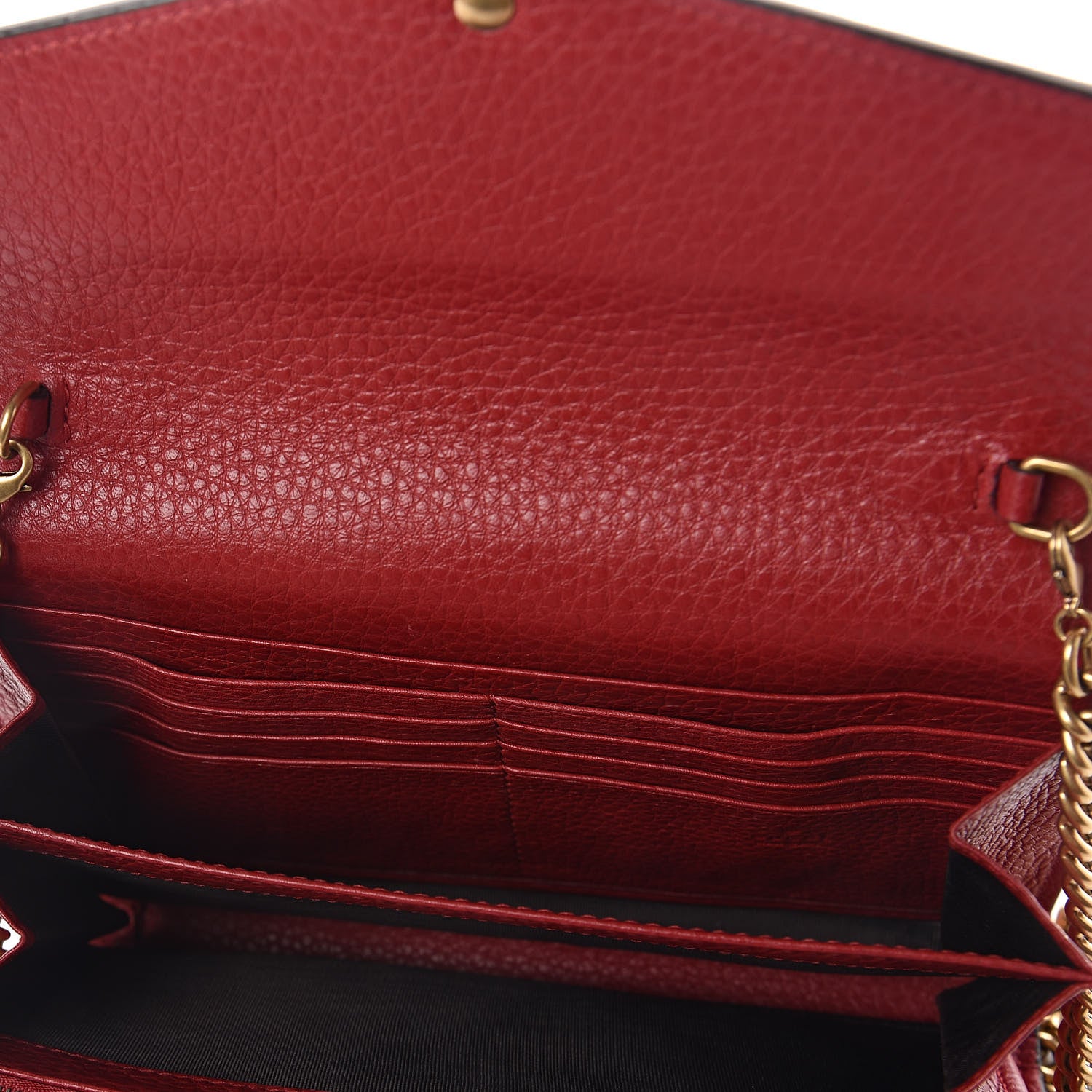 Gucci Calfskin GG Marmont Chain Wallet Vulcanic Red 8 of 10
