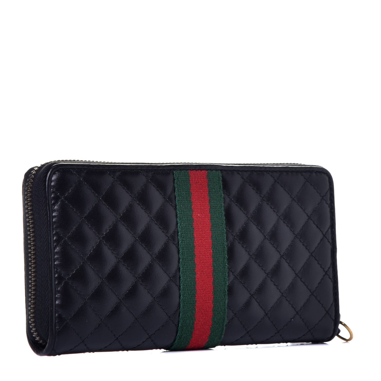 Calfskin Web Trapuntata GG Zip Around Wallet Black