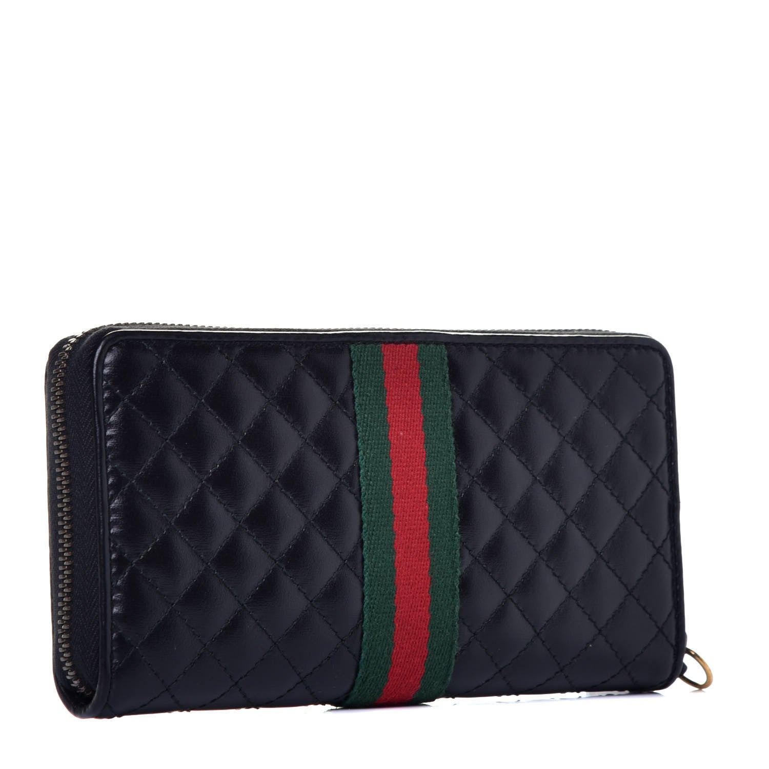 Gucci Calfskin Web Trapuntata GG Zip Around Wallet Black 3 of 6