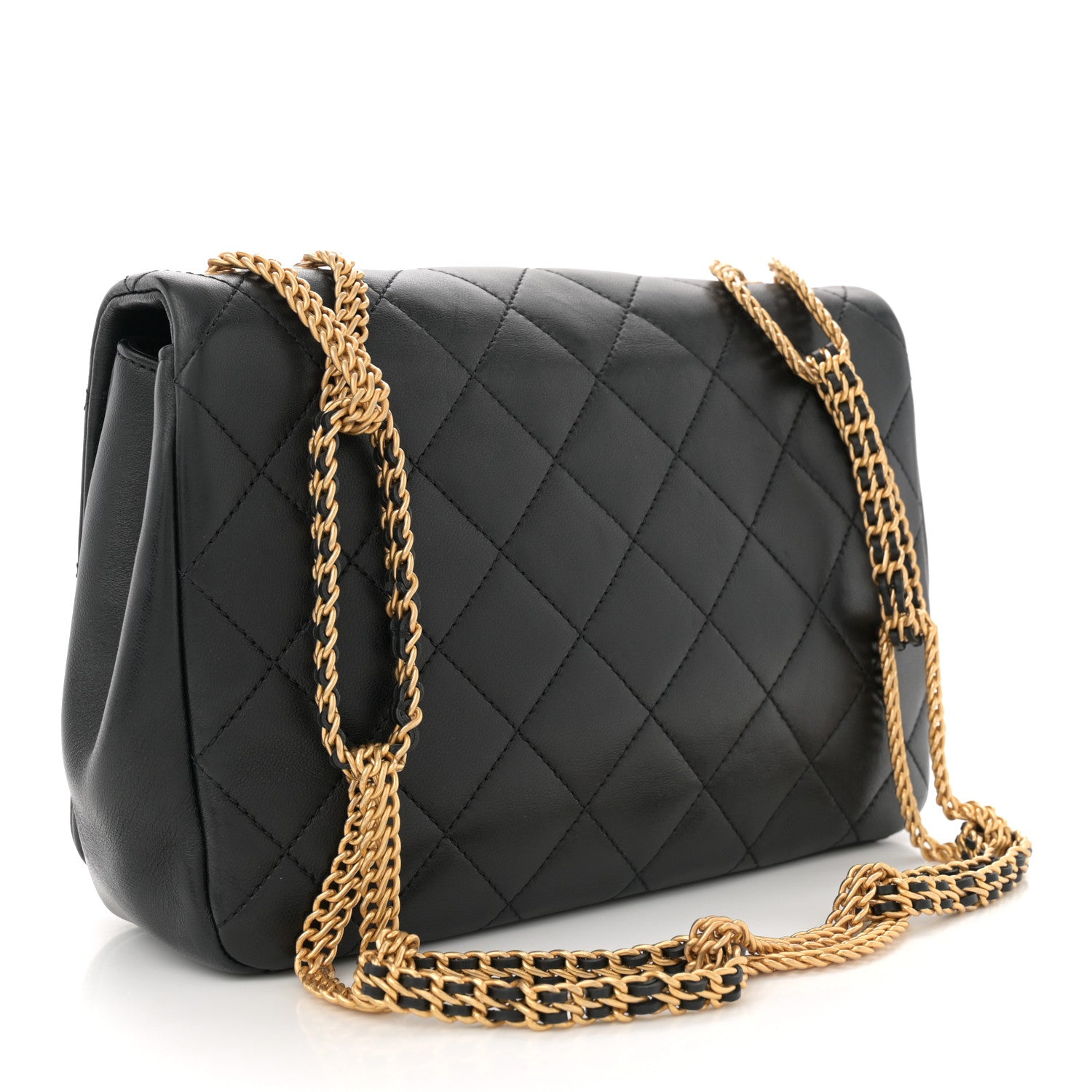 Chanel Lambskin Quilted Chain To Chain Flap Black 3 of 11