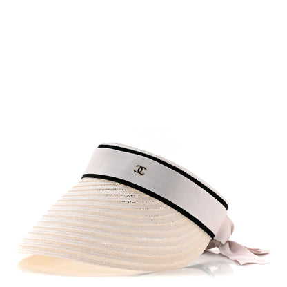 Chanel Abaca Cotton Ribbon Visor S Ecru White 1 of 8