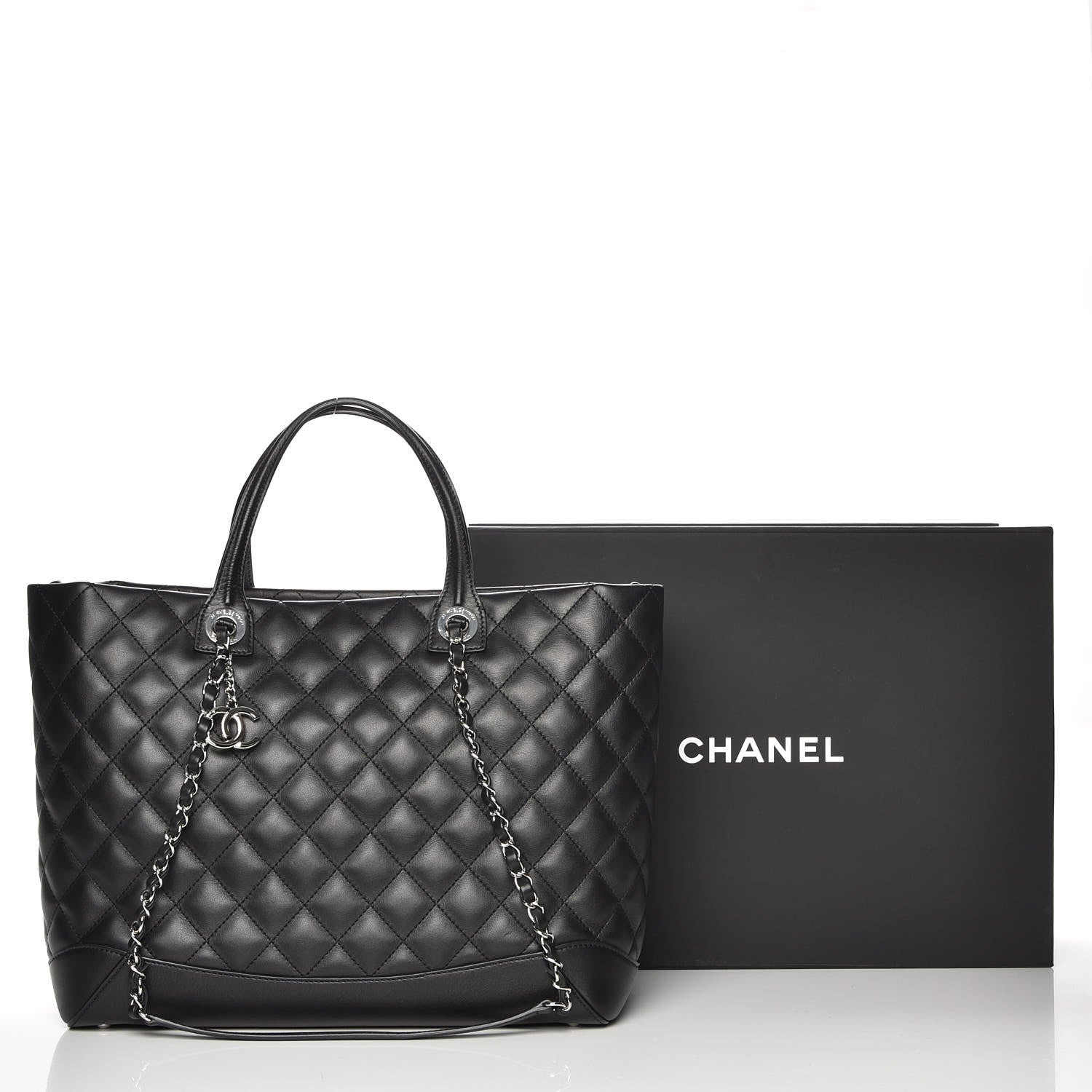 Chanel Calfskin Quilted Large Easy Shopping Tote Black 9 of 9