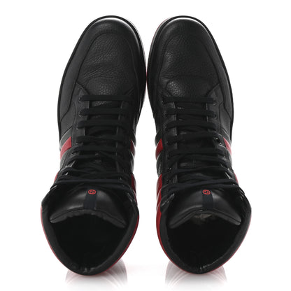 Gucci Calfskin Web Mens High Top Sneakers 11 Black Red Green 2 of 10