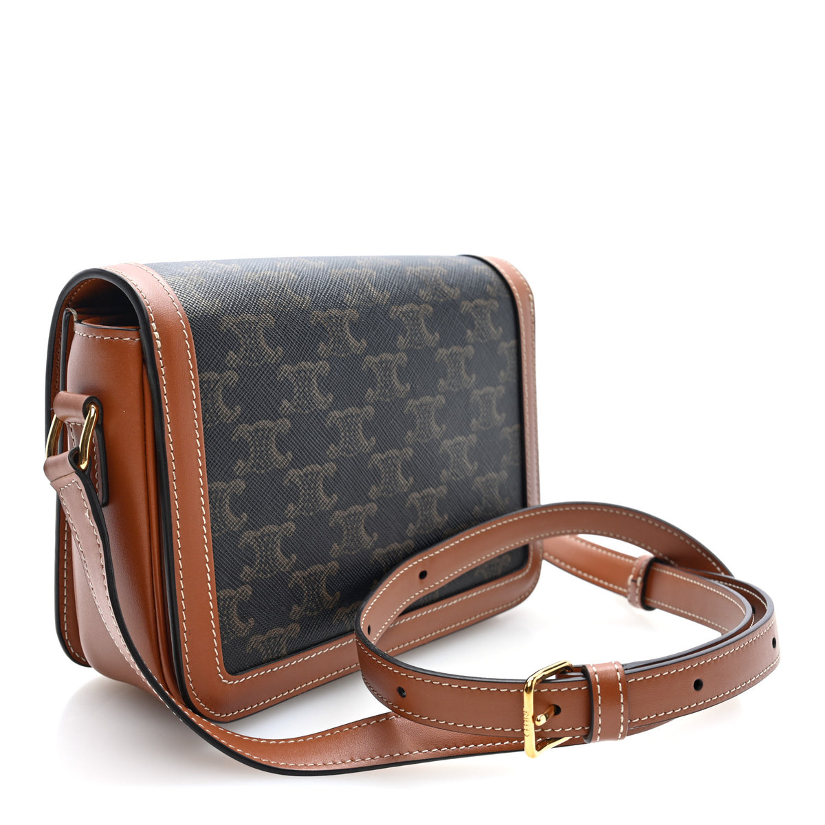 Calfskin Triomphe Canvas Teen Triomphe Bag Tan