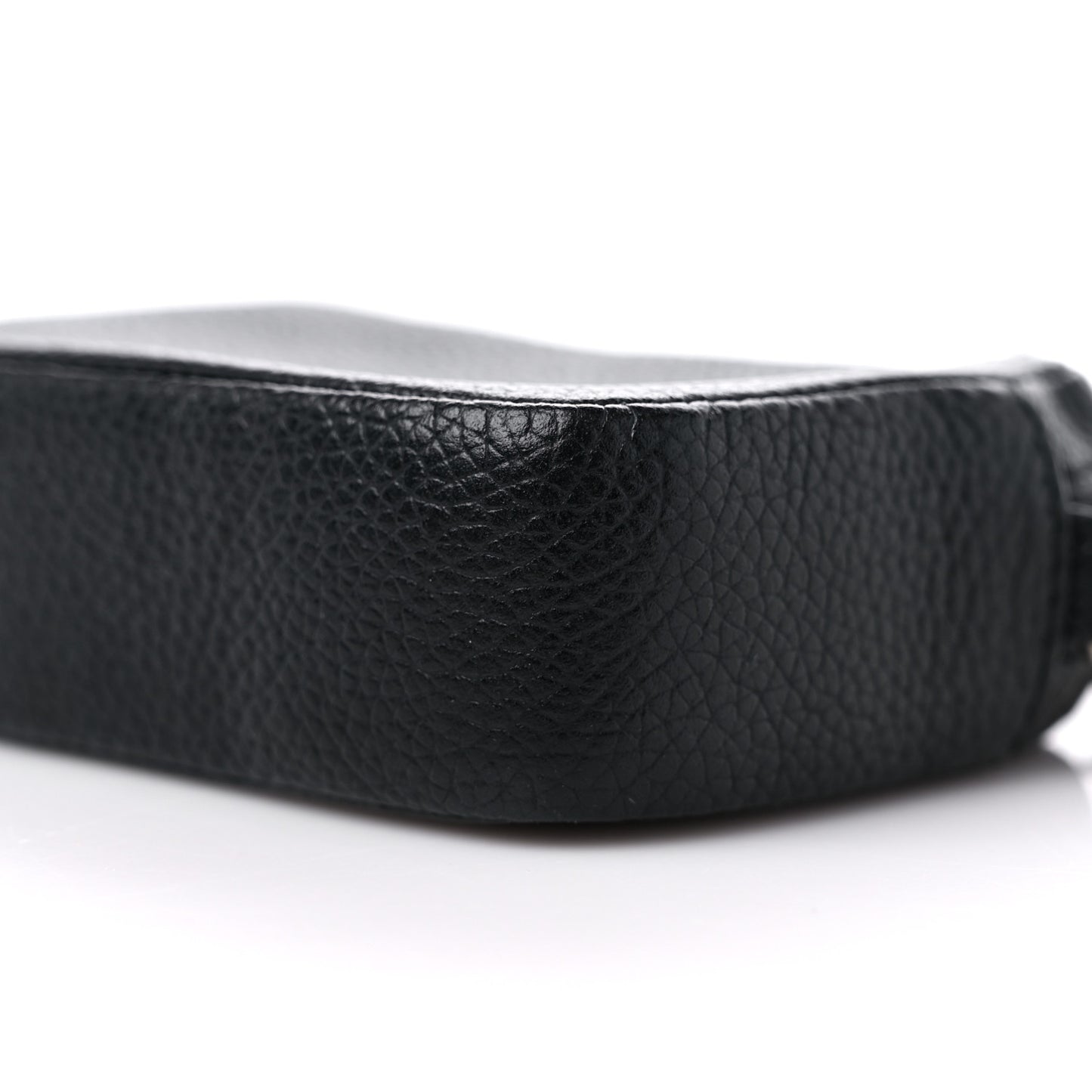 Grained Calfskin Logo Mini Cash Crossbody Pouch Black White