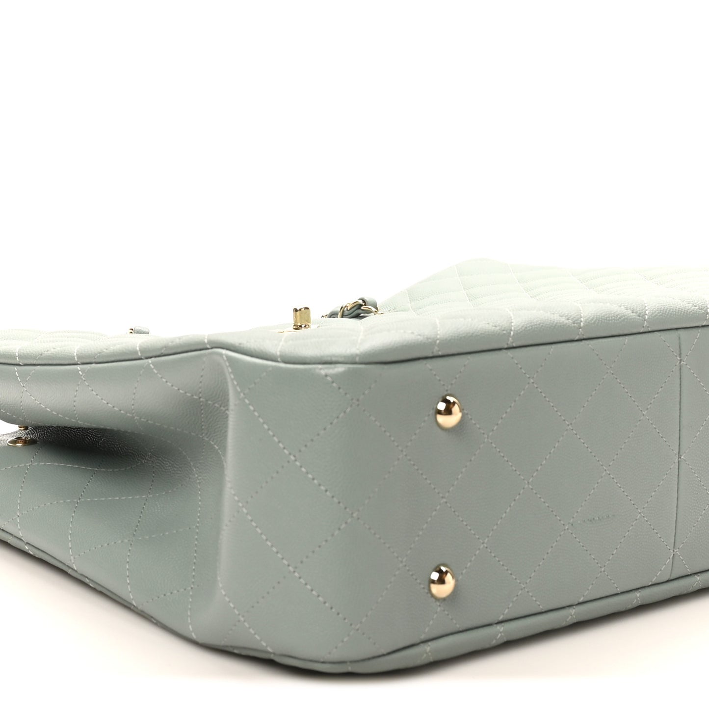 Caviar Quilted Large Classic Shopping Tote Light Green