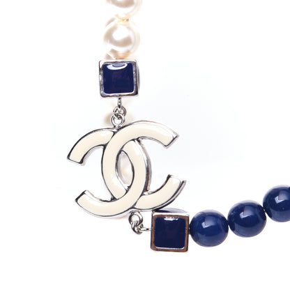 Chanel Pearl CC Long Necklace Pearly White Blue 5 of 14