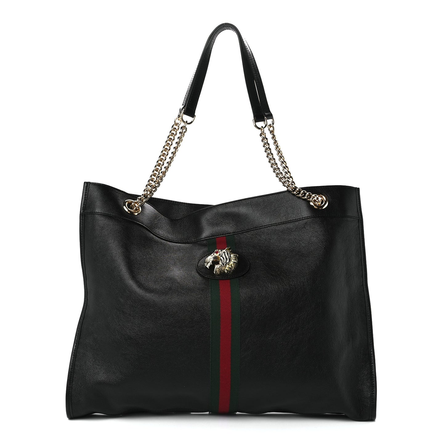 Calfskin Large Rajah Chain Tote Black