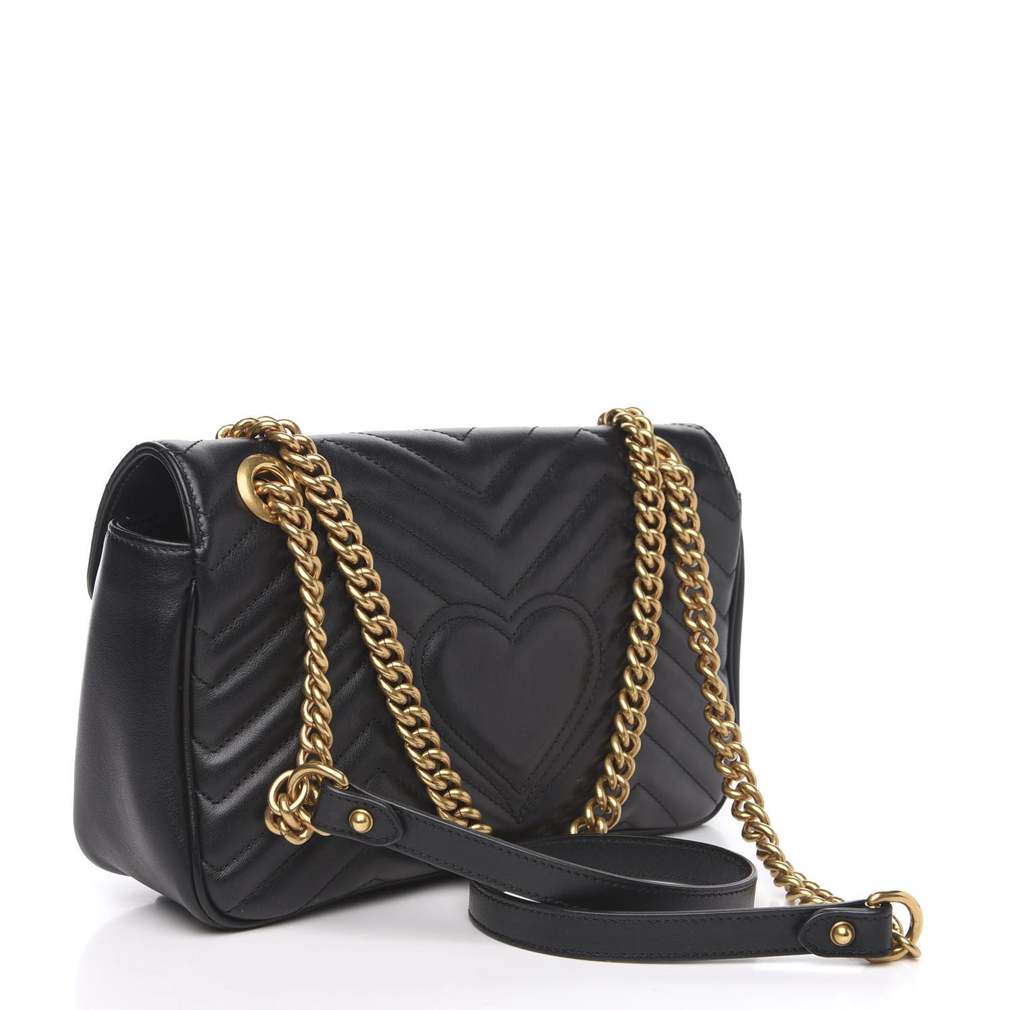 Calfskin Matelasse Small GG Marmont Shoulder Bag Black