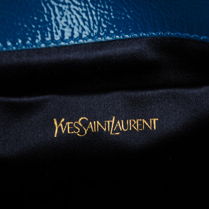 Saint Laurent Textured Patent Monogram Large Belle de Jour Clutch Turquoise 6 of 7