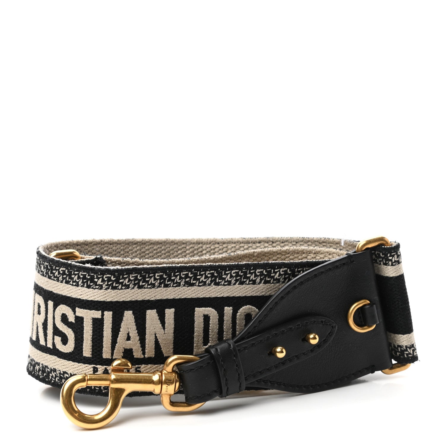 Christian Dior Canvas Embroidered Shoulder Strap Black 1 of 3