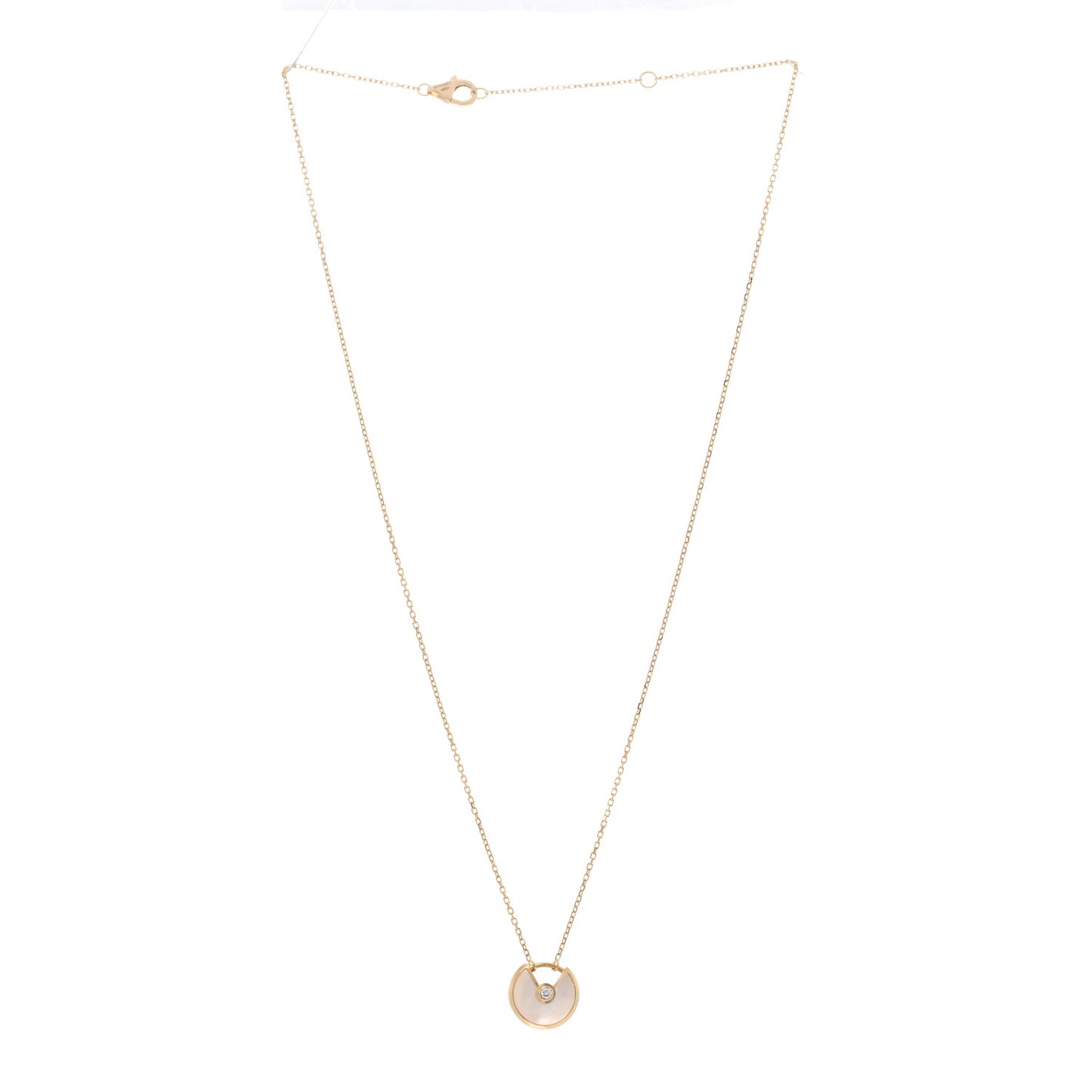 18K Yellow Gold Diamond Mother of Pearl XS Amulette de Cartier Pendant Necklace