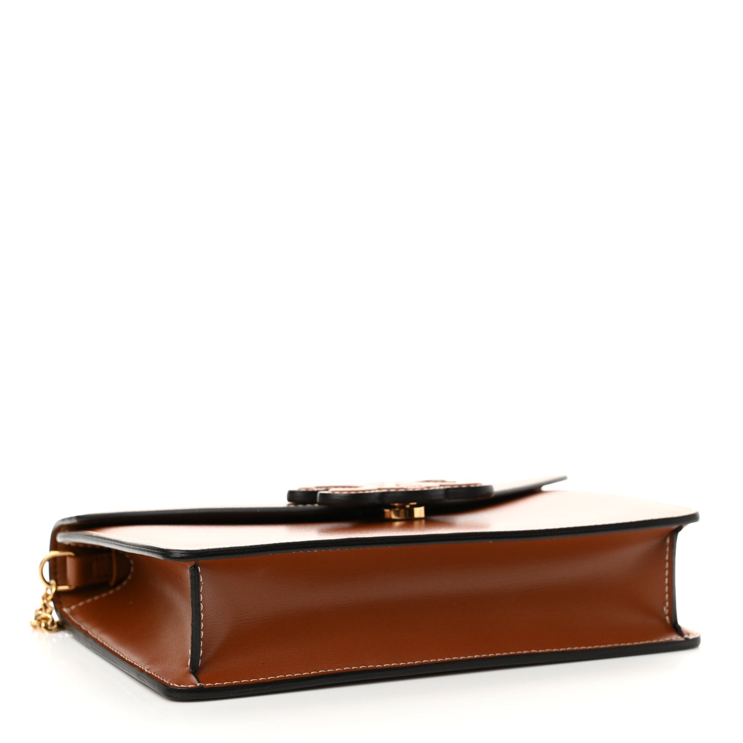 Shiny Calfskin Triomphe Margo Wallet on Chain Gold