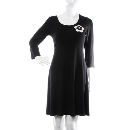 Chanel Lambskin Grosgrain Camellia Brooch Black White 2 of 8