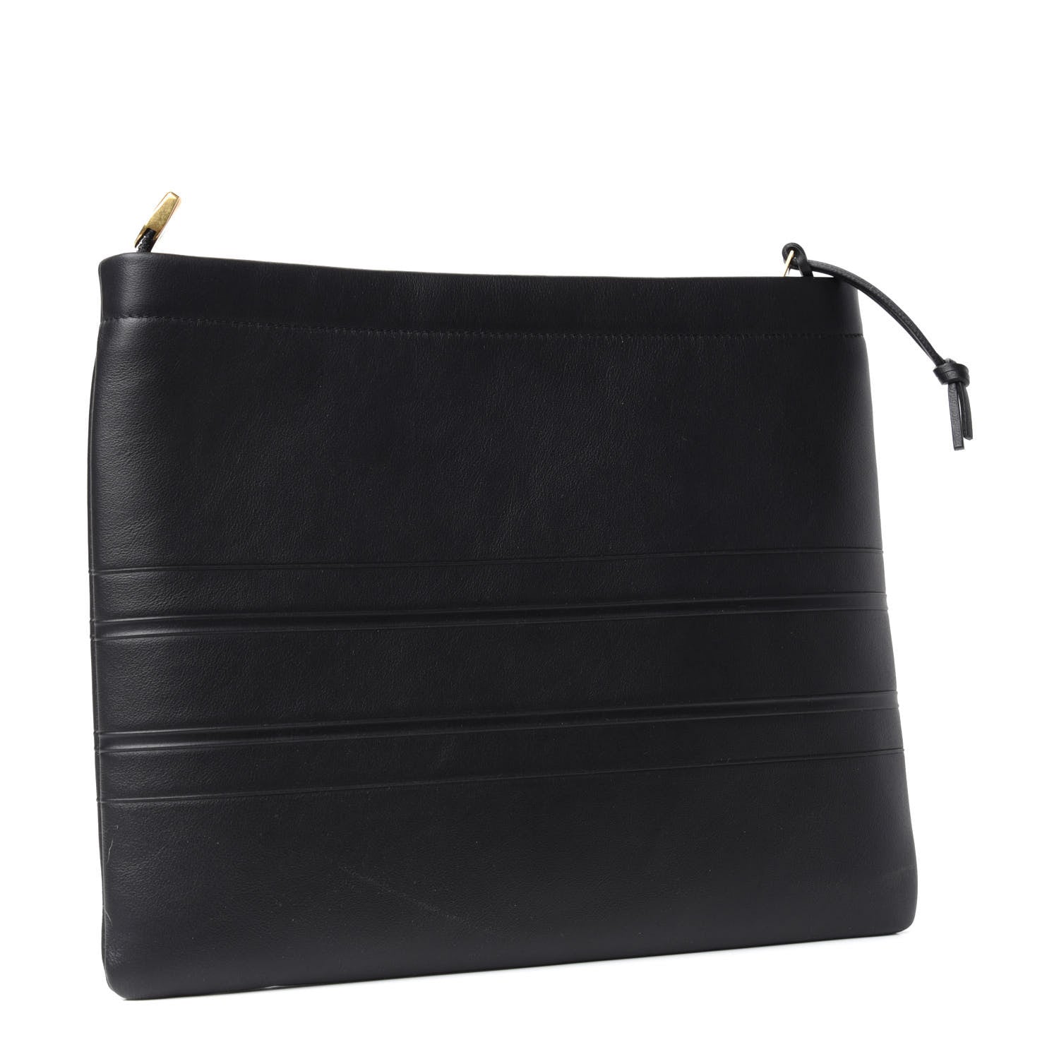 Christian Dior Calfskin Embossed Logo Zip Clutch Black 3 of 7