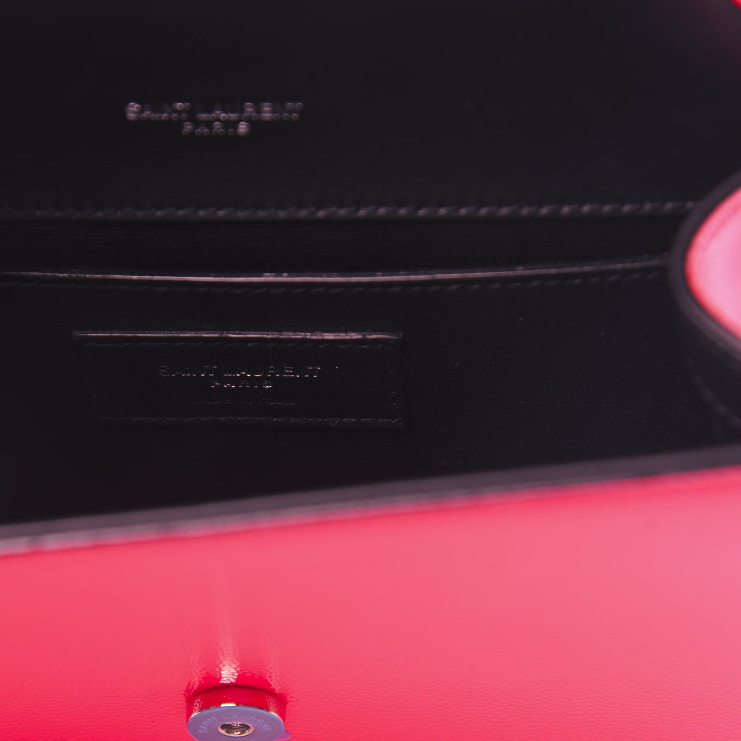Saint Laurent Patent Grain de Poudre Small Monogram Kate Satchel Neon Pink 6 of 10