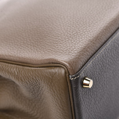 Hermes Taurillon Clemence Horseshoe Kelly Retourne 35 Vert de Gris Etoupe Toundra 9 of 11