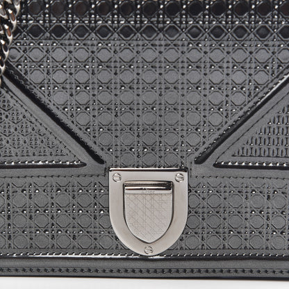 Christian Dior Metallic Patent Micro-Cannage Diorama Wallet on Chain Pouch Onyx Black 7 of 9
