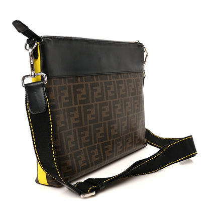 Fendi Glazed Fabric Vitello Liberty FF 1974 Medium East West Messenger Black Sunflower 3 of 11