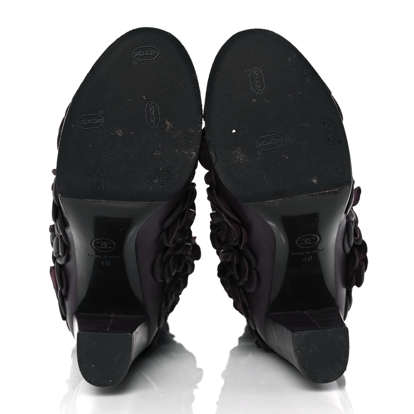 Calfskin Camellia Boots 40 Bordeaux