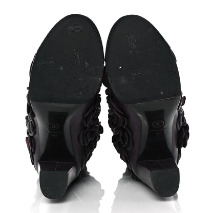 Chanel Calfskin Camellia Boots 40 Bordeaux 6 of 8