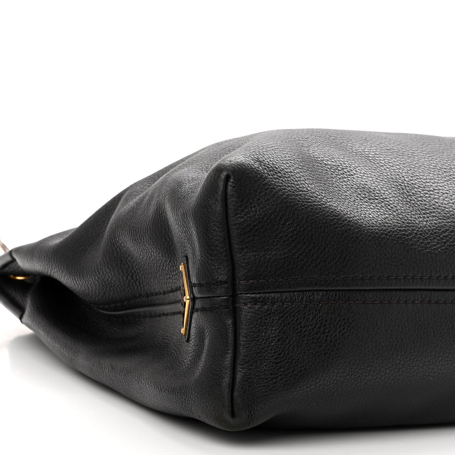 Vitello Daino Embossed Logo Hobo Black
