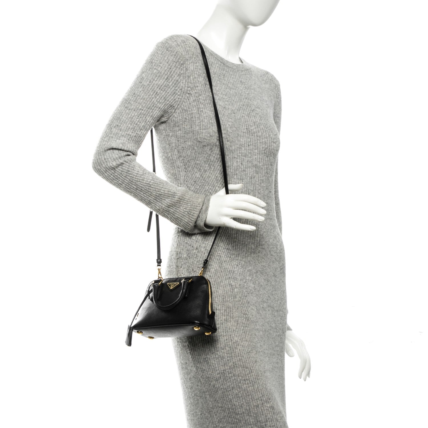 Prada Saffiano Lux Mini Promenade Tote Black 2 of 8