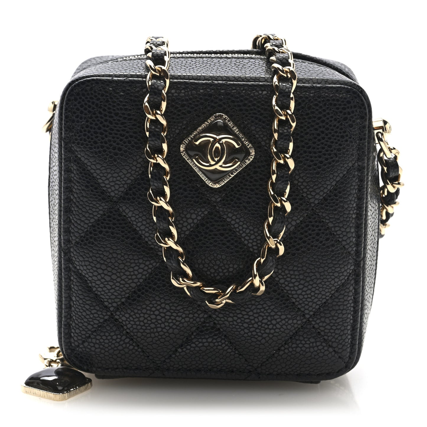 Caviar Quilted Clutch With Chain Black