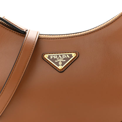 Prada Soft Calfskin Arque Shoulder Bag Cognac 8 of 11