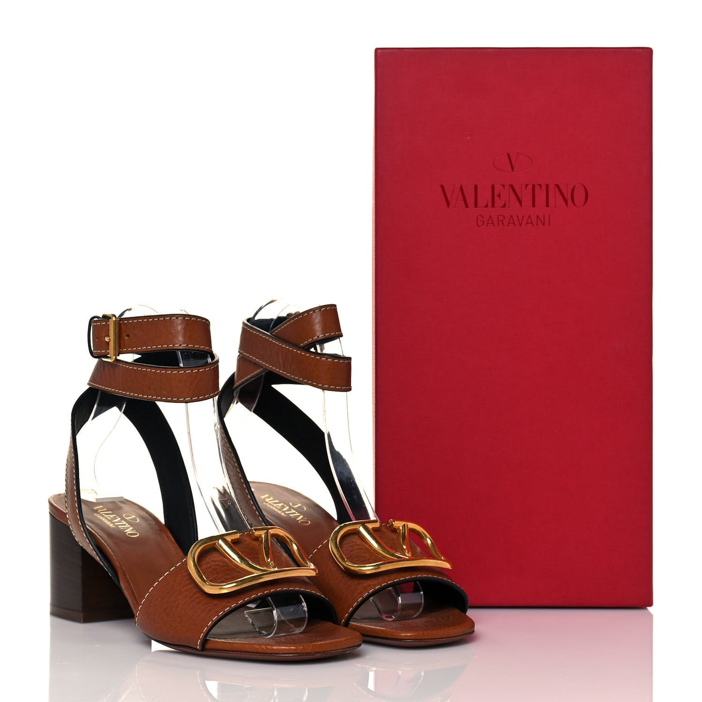 Grainy Cowhide VLogo 60mm Sandals 36.5 Cuoio