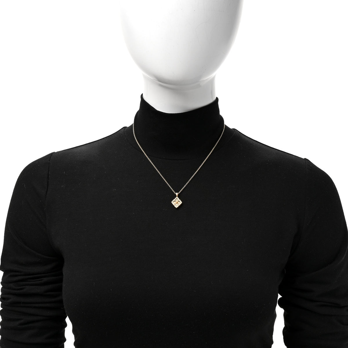 18K Yellow Gold Enamel Small Opera Tulle Necklace Green