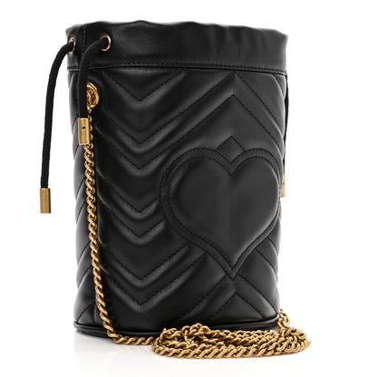 Gucci Calfskin Matelasse Mini GG Marmont 2.0 Bucket Bag Black 3 of 11