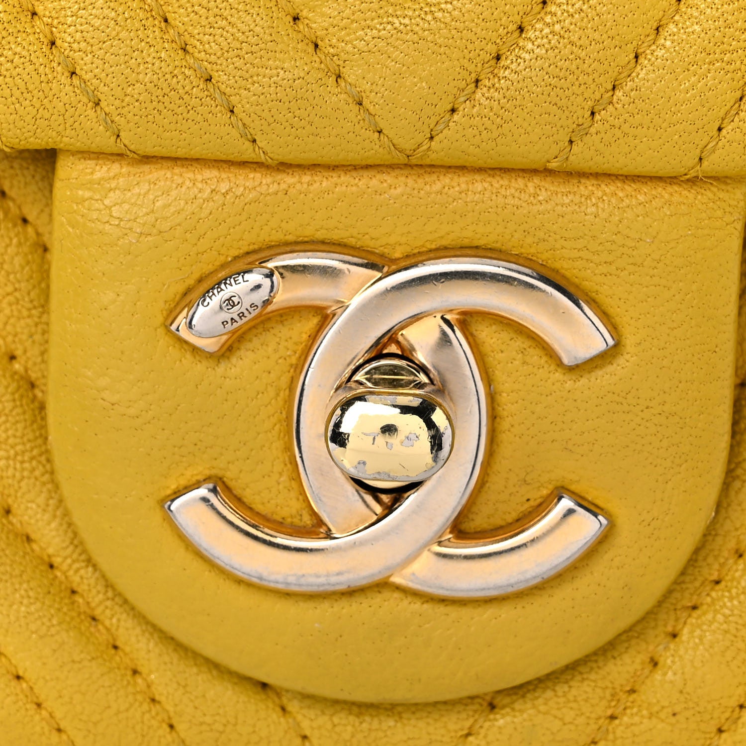 Chanel Calfskin Chevron Quilted Small Surpique Flap Yellow 15 of 16