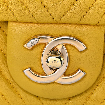 Chanel Calfskin Chevron Quilted Small Surpique Flap Yellow 15 of 16