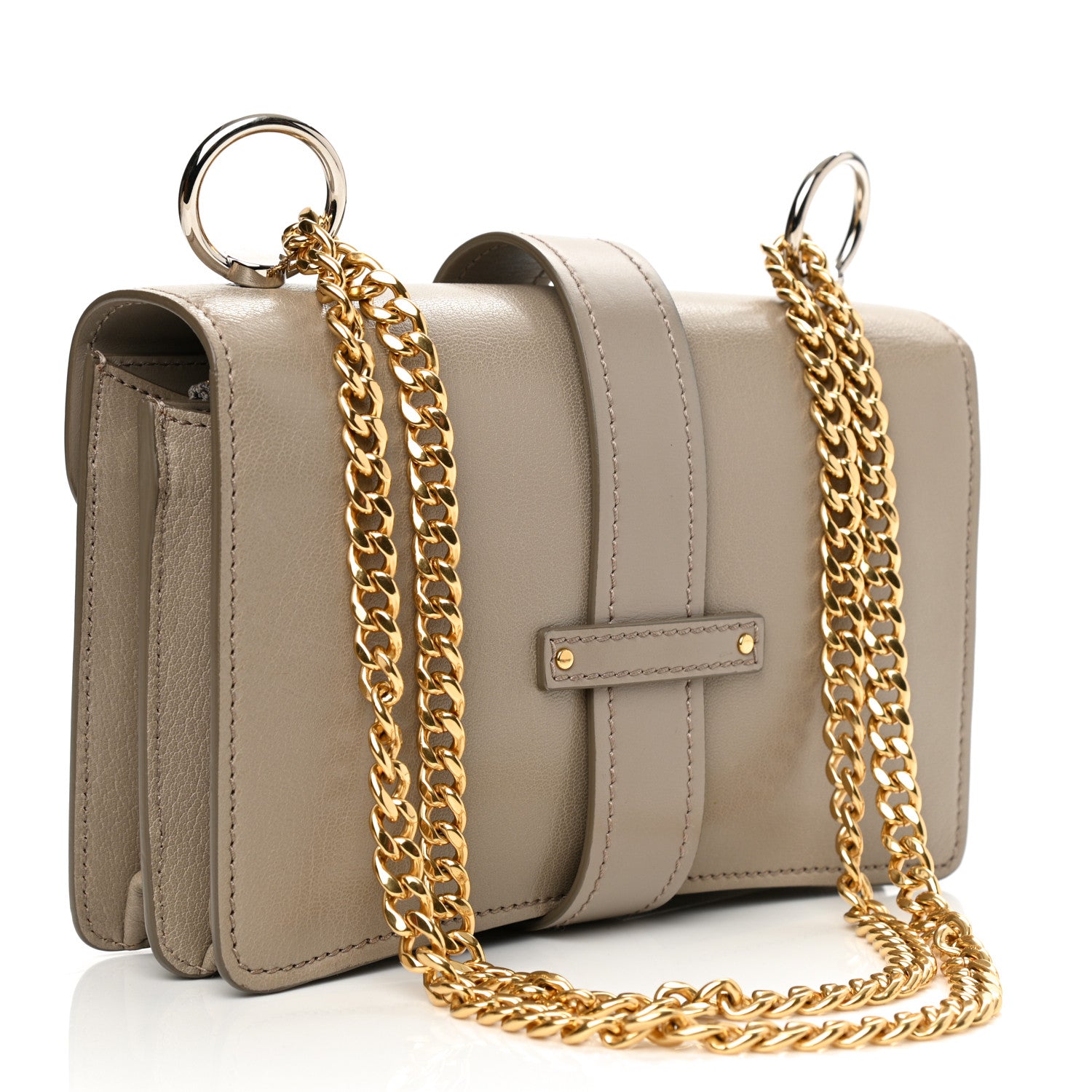 Chloe Shiny Goatskin Calfskin Mini Aby Chain Shoulder Bag Motty Grey 3 of 8