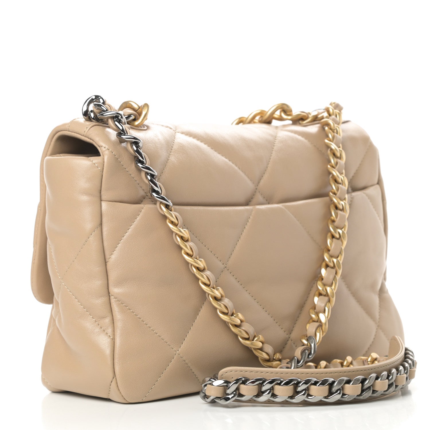 Chanel Lambskin Quilted Large Chanel 19 Flap Dark Beige 3 of 11