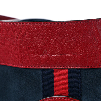 Gucci Suede Calfskin Large Rajah Chain Tote New Blue Romantic Cherry 14 of 14