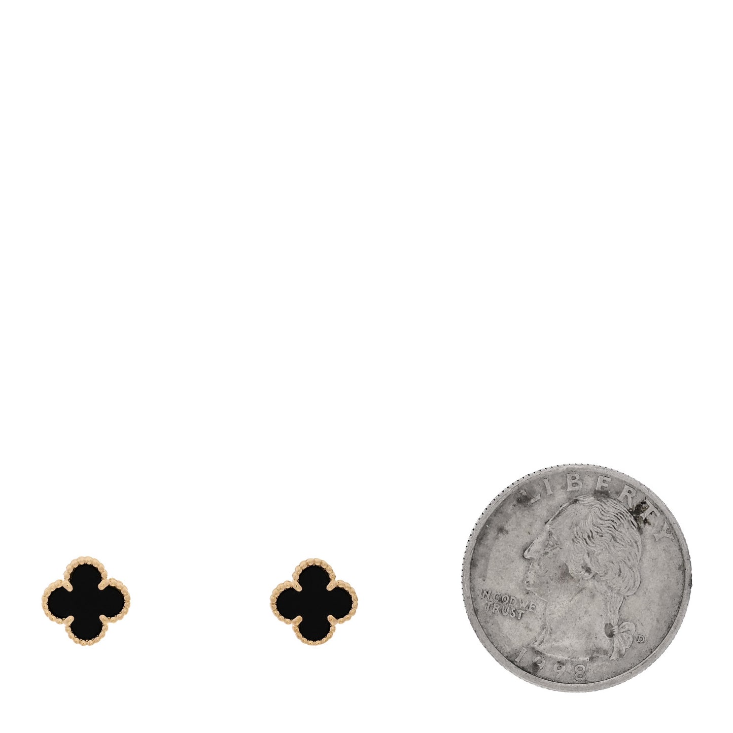 18K Yellow Gold Black Onyx Sweet Alhambra Earrings