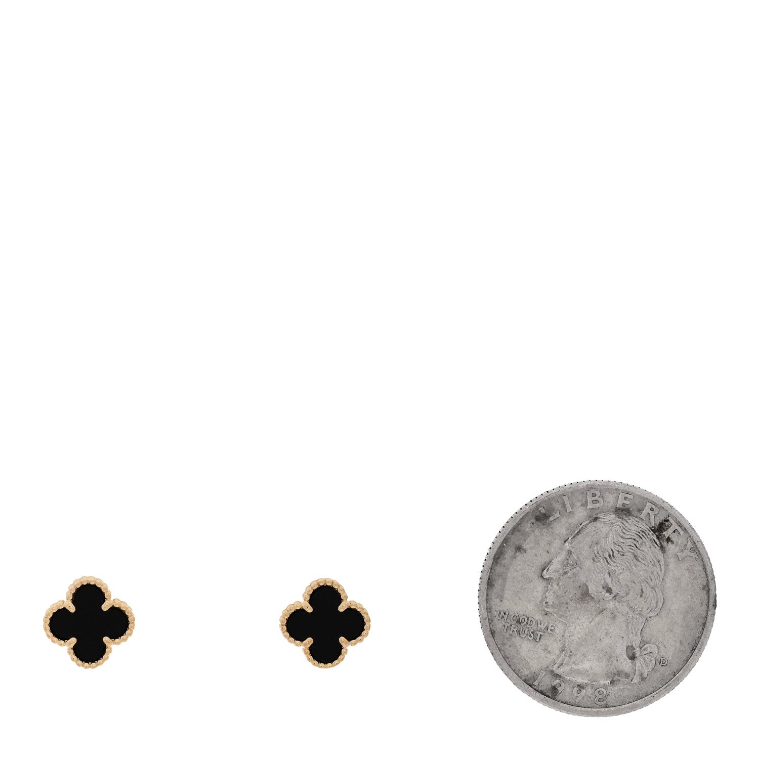 Van Cleef & Arpels 18K Yellow Gold Black Onyx Sweet Alhambra Earrings 2 of 5