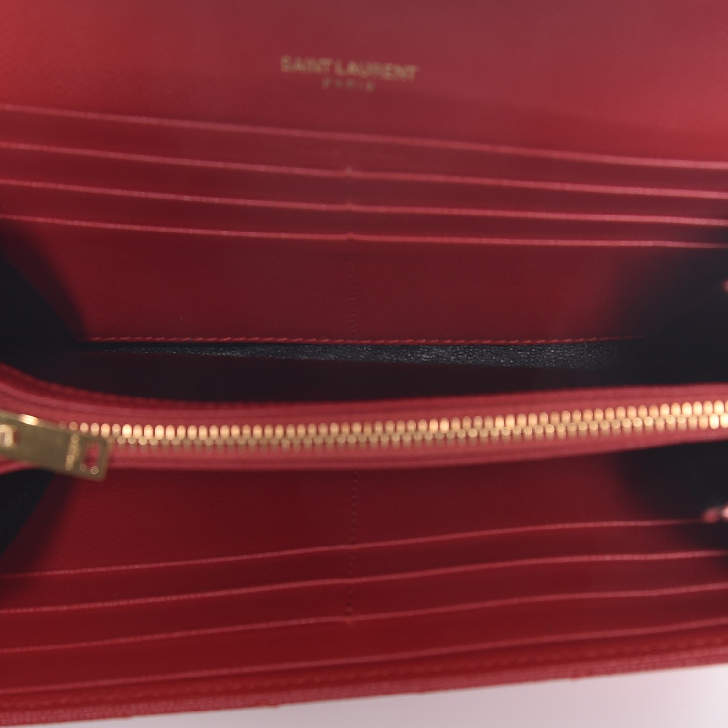 Saint Laurent Grain De Poudre Matelasse Chevron Monogram Flap Wallet Red 6 of 8