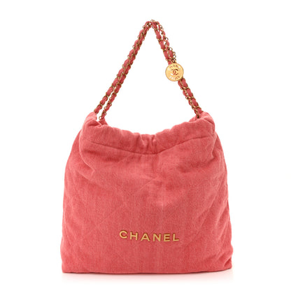 Chanel Washed Denim Quilted Chanel 22 Red 1 of 11