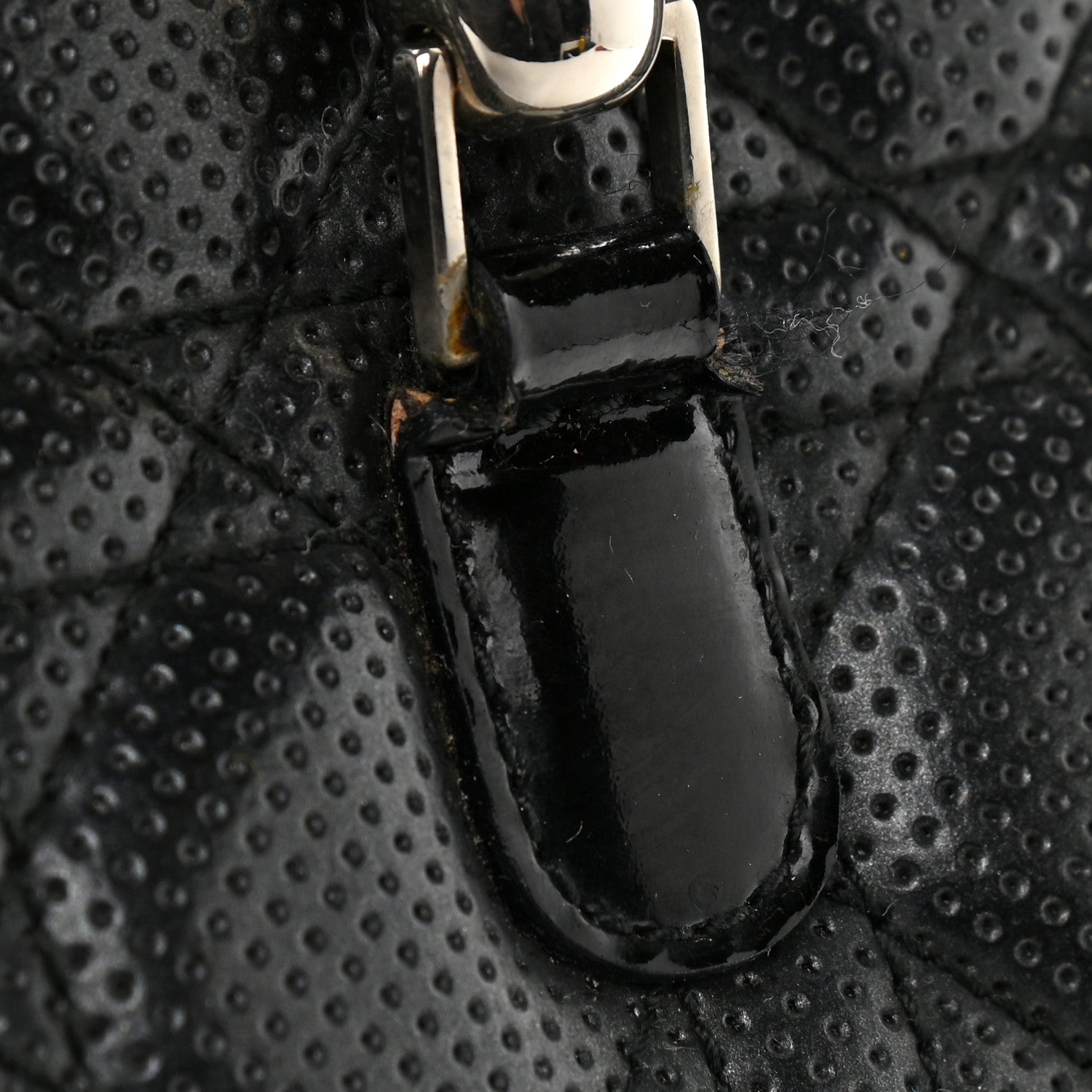 Christian Dior Denim Patent Perforated Cannage Satchel Black 13 of 14
