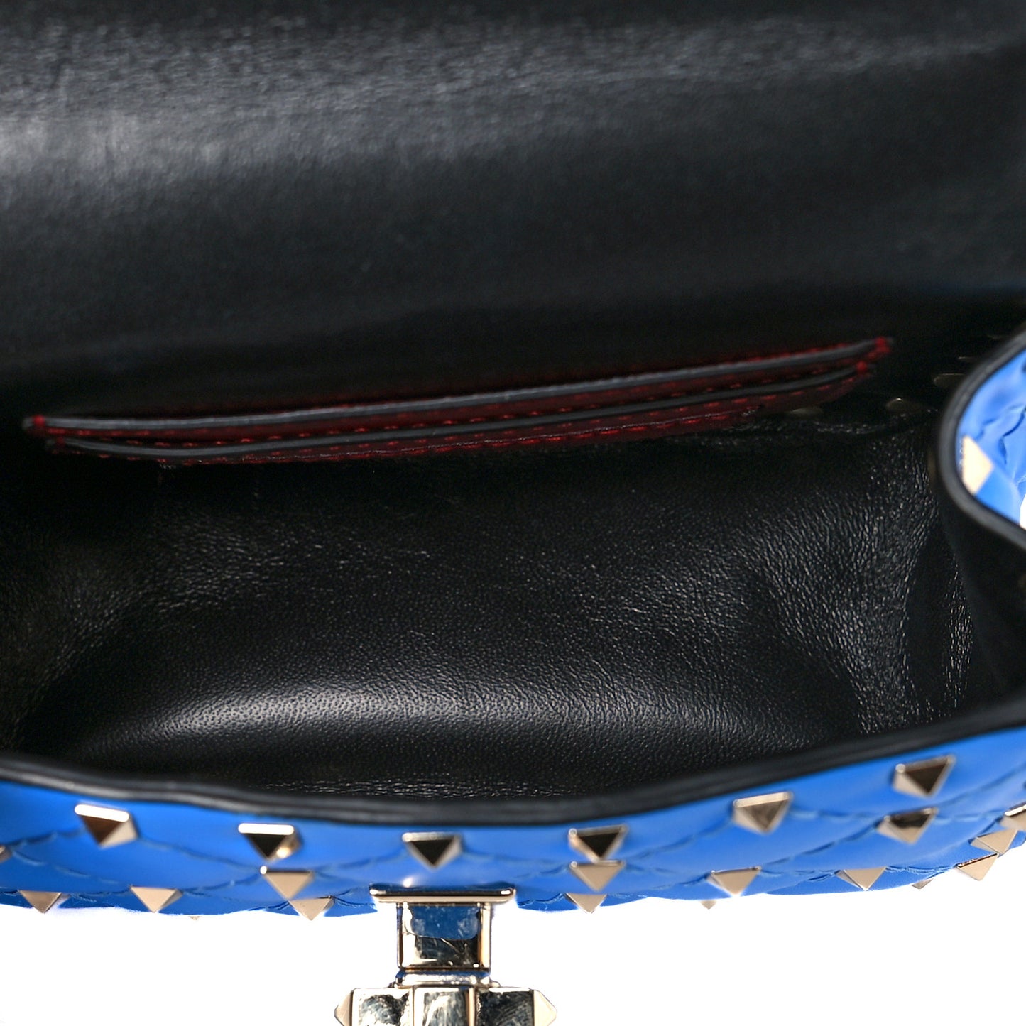 Calfskin Micro Rockstud Spike Shoulder Bag Blue Fluo