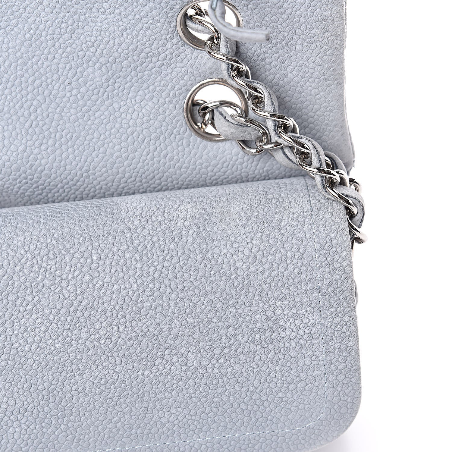 Chanel Iridescent Caviar Quilted Medium Double Flap Light Grey 12 of 14