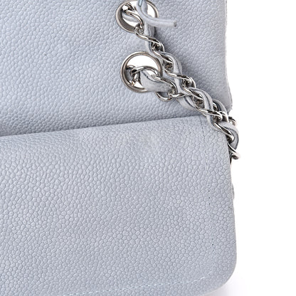 Chanel Iridescent Caviar Quilted Medium Double Flap Light Grey 12 of 14