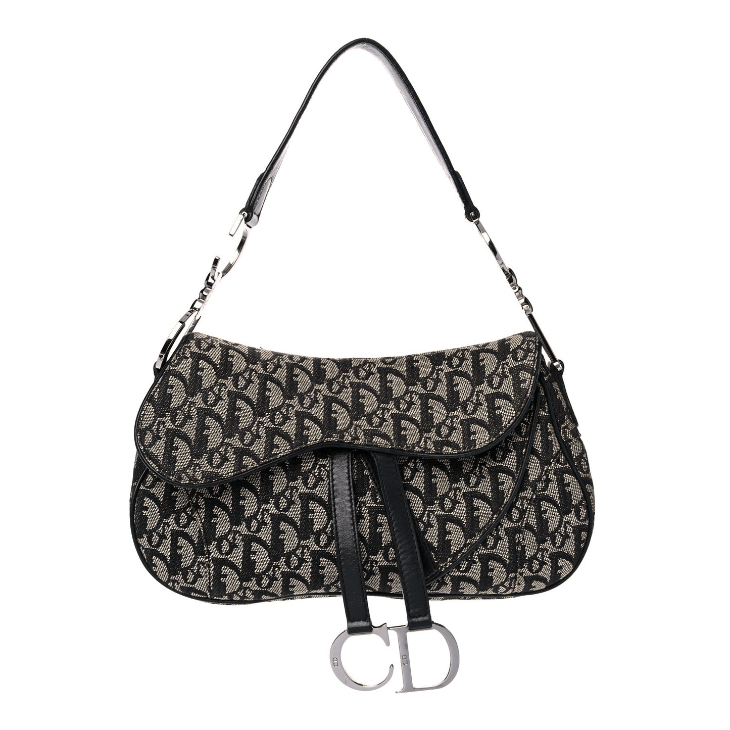 Monogram Double Saddle Bag Black