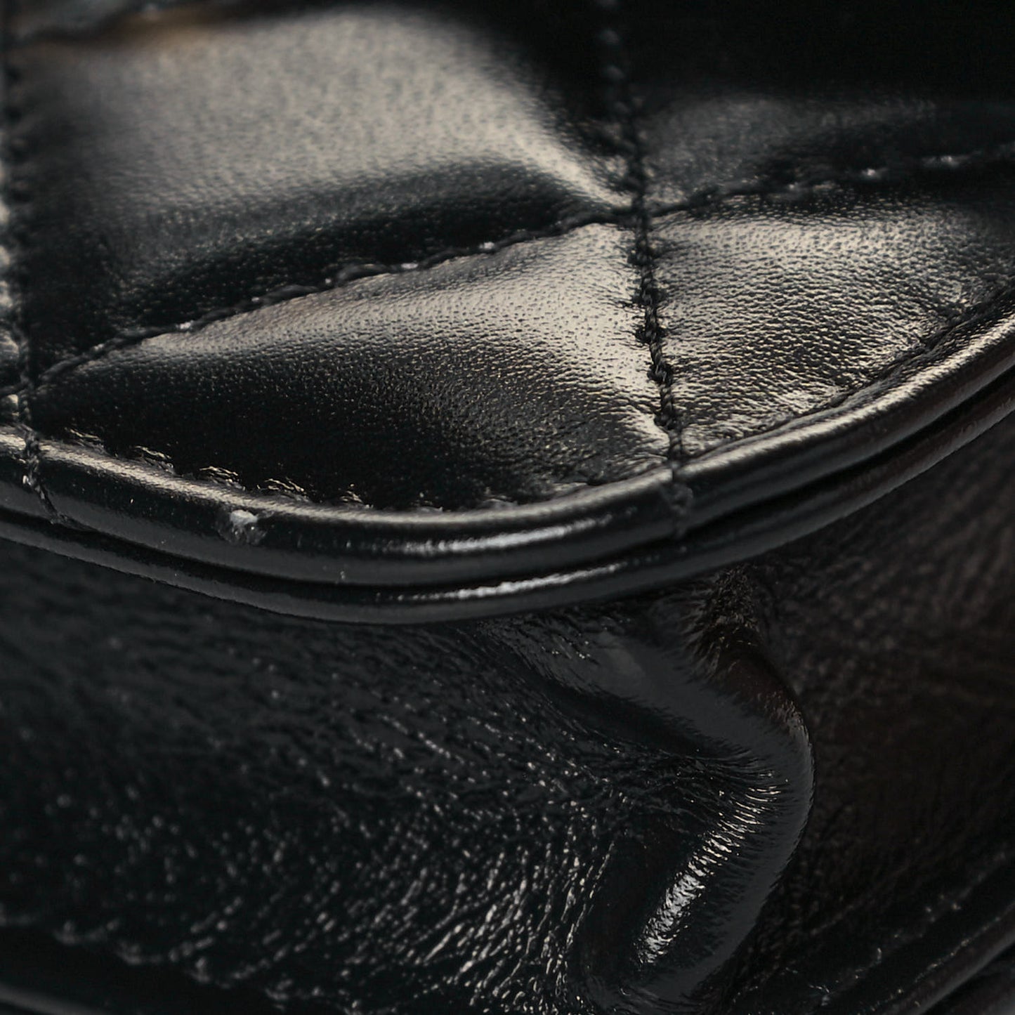 Calfskin Quilted Perfect Fit Coin Purse With Chain Black