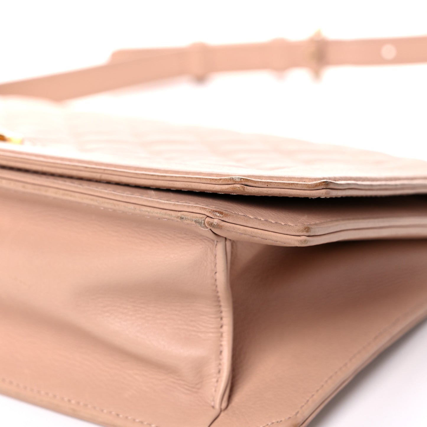 Calfskin Quilted Flap Beige